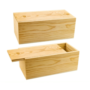 Unfinished Wood Storage Box with Slide Lid,Blank Natural Wood Case Container for Christmas