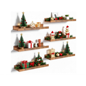 Floating Shelves for Wall, Wall Shelves for Decor Storage Set of 6, Wall Mounted Wood Shelf for Bedroom