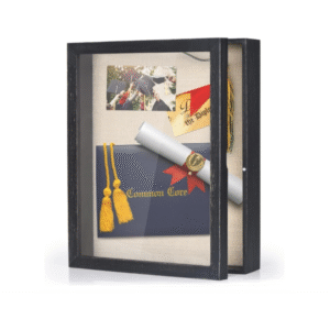 Shadow Box Display Case with Linen Back Rustic Wood Memory Box for Awards Medals Photos Pictures Gift Rustic Black