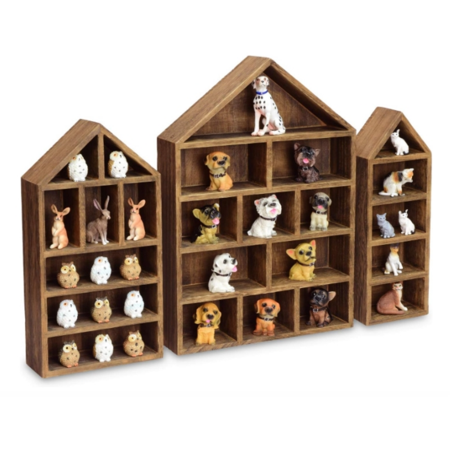 Wooden Shadow Cubby Box Display Shelf Organizer Storage Shadow Box for Mini Figures