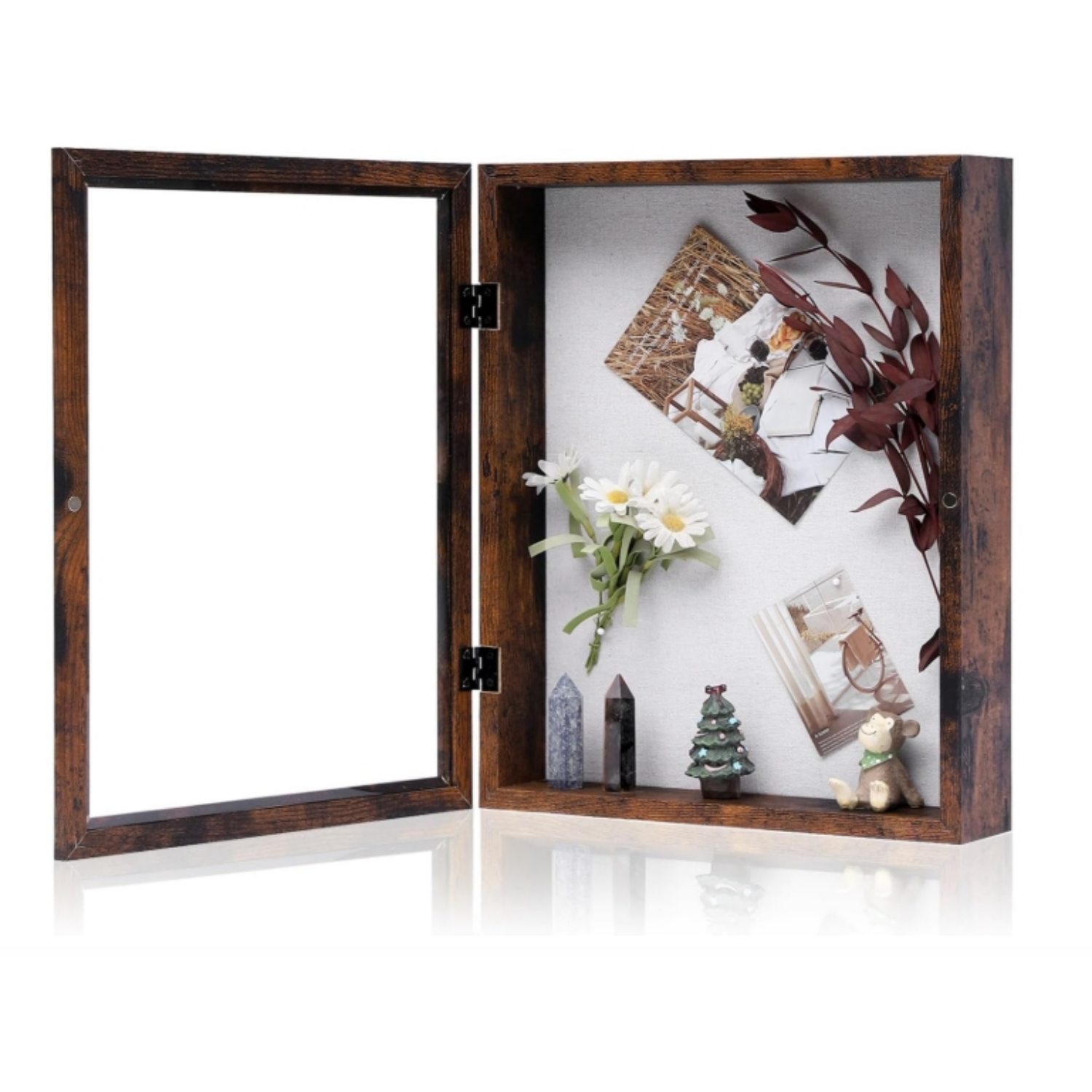 Glass Rectangle Display Case Ready to Hang Memory Box Baby Sports Memorabilia, Pins, Awards, Tickets