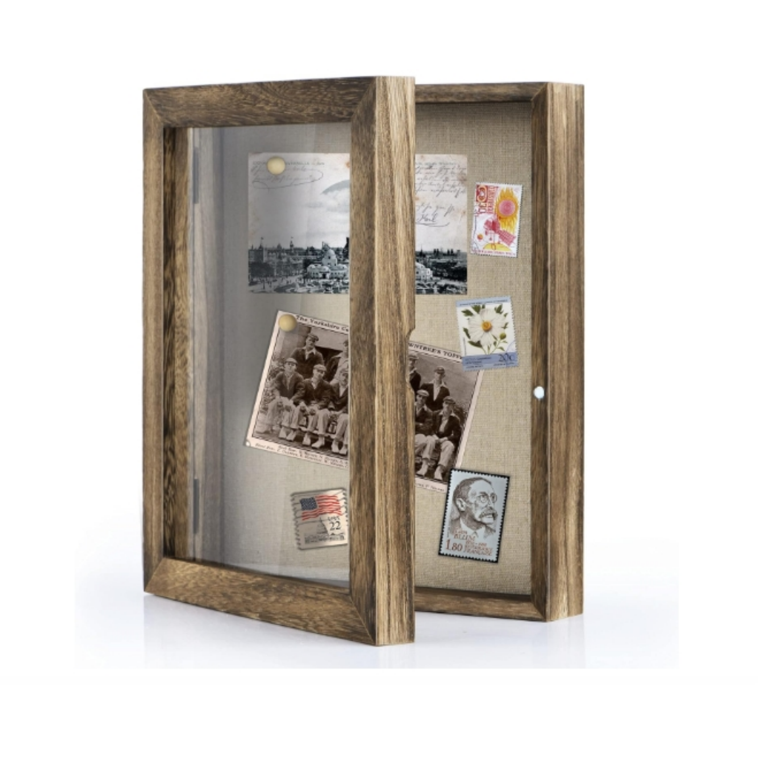 Shadow Box Display Case with Linen Back Memorabilia Awards Medals Photos Memory Box Gift Carbonized Black