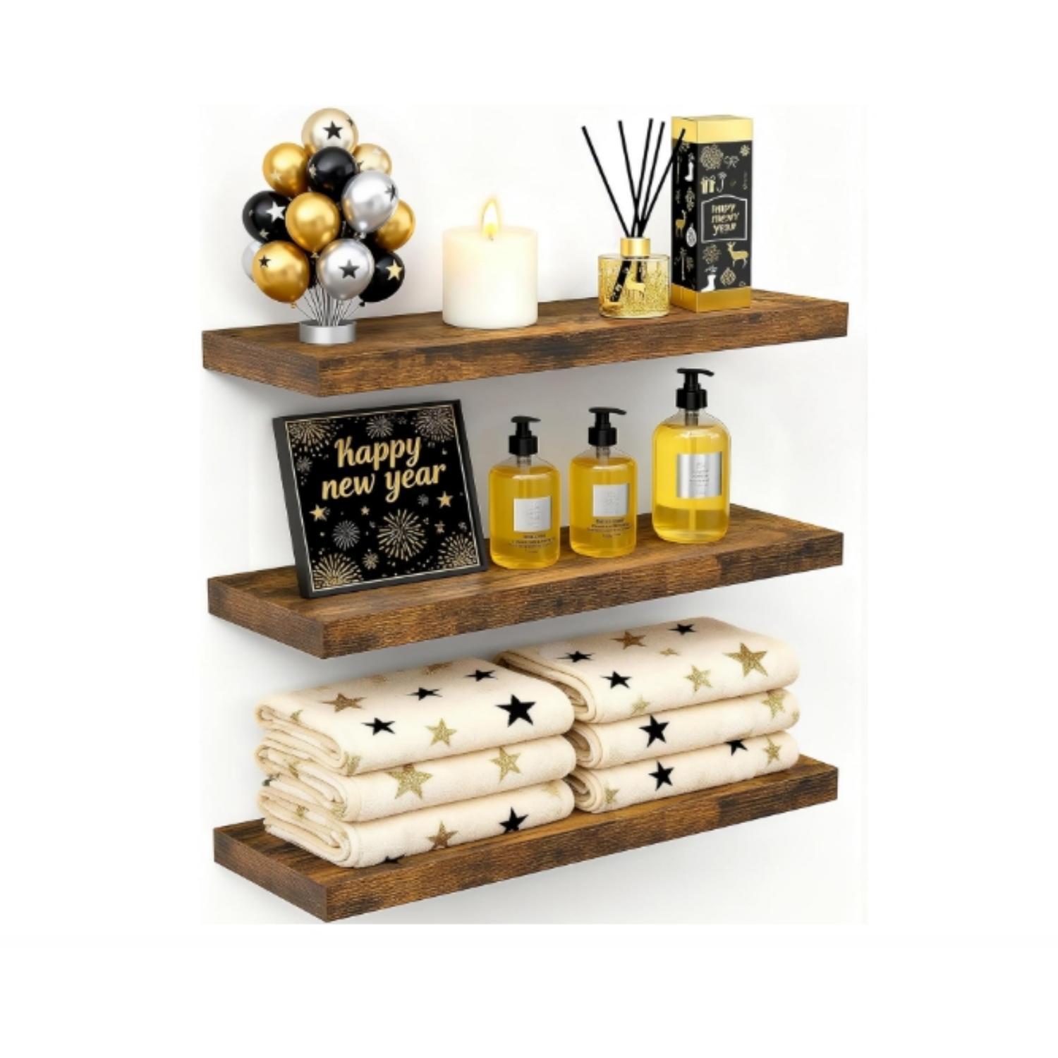 Floating Shelves Bathroom for Wall – Shelf Over Toilet Farmhouse Rustic Wood for Bedroom, Kitchen, or Living Room Decor Organization