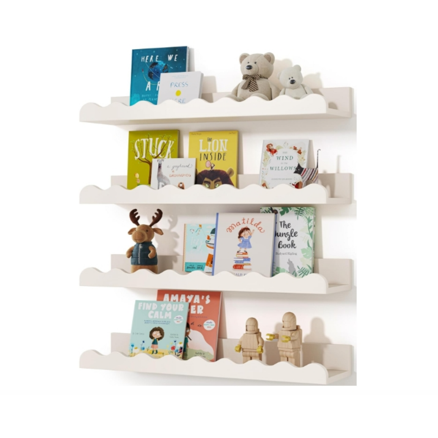 Wood Floating Nursery Book Shelves, Picture Ledge Shelf for Wall Decor and Storage