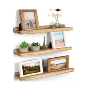 Wood Wall Shelves with Ledge, Floating Shelf Picture Ledge Set of 3 for Living Room Bedroom Kitchen Display