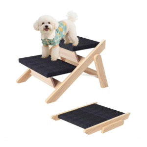 Wooden 2-in-1 Foldable Pet Stairs & Ramp, Portable Dog Step Up to 180 Pound for Elderly