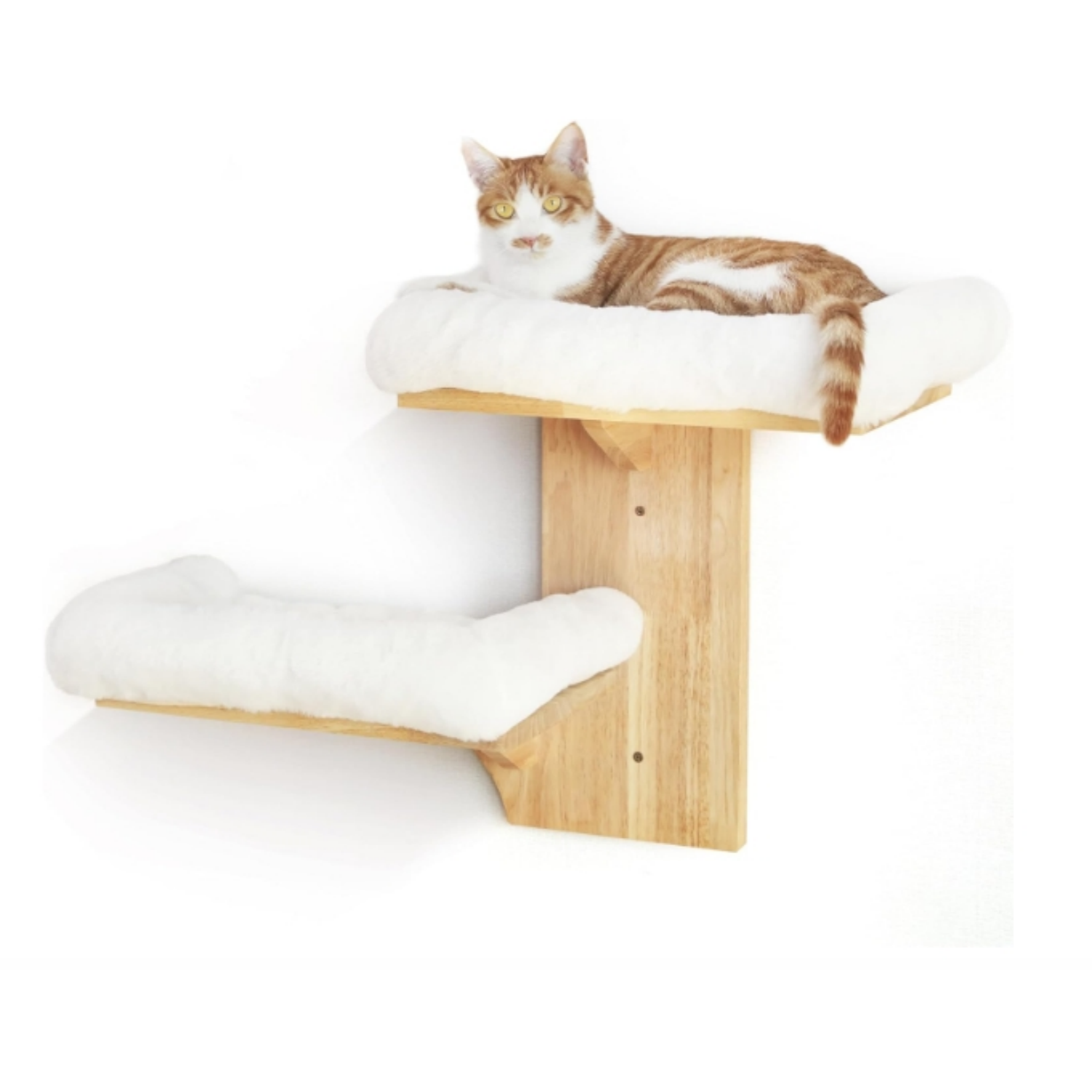 Wall Cat Bed Moon Hammock Wall Mounted Shelf with 2 Steps Climbing Sheves and Sisal Platforms Rope Scratching Post