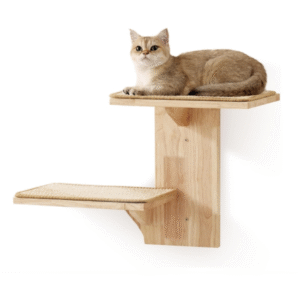 Cat Wall Shelves, 2 Platform Kitten Wall Furniture, Tree Shape Wall-Mounted Floating Shelf with Sisal Mat