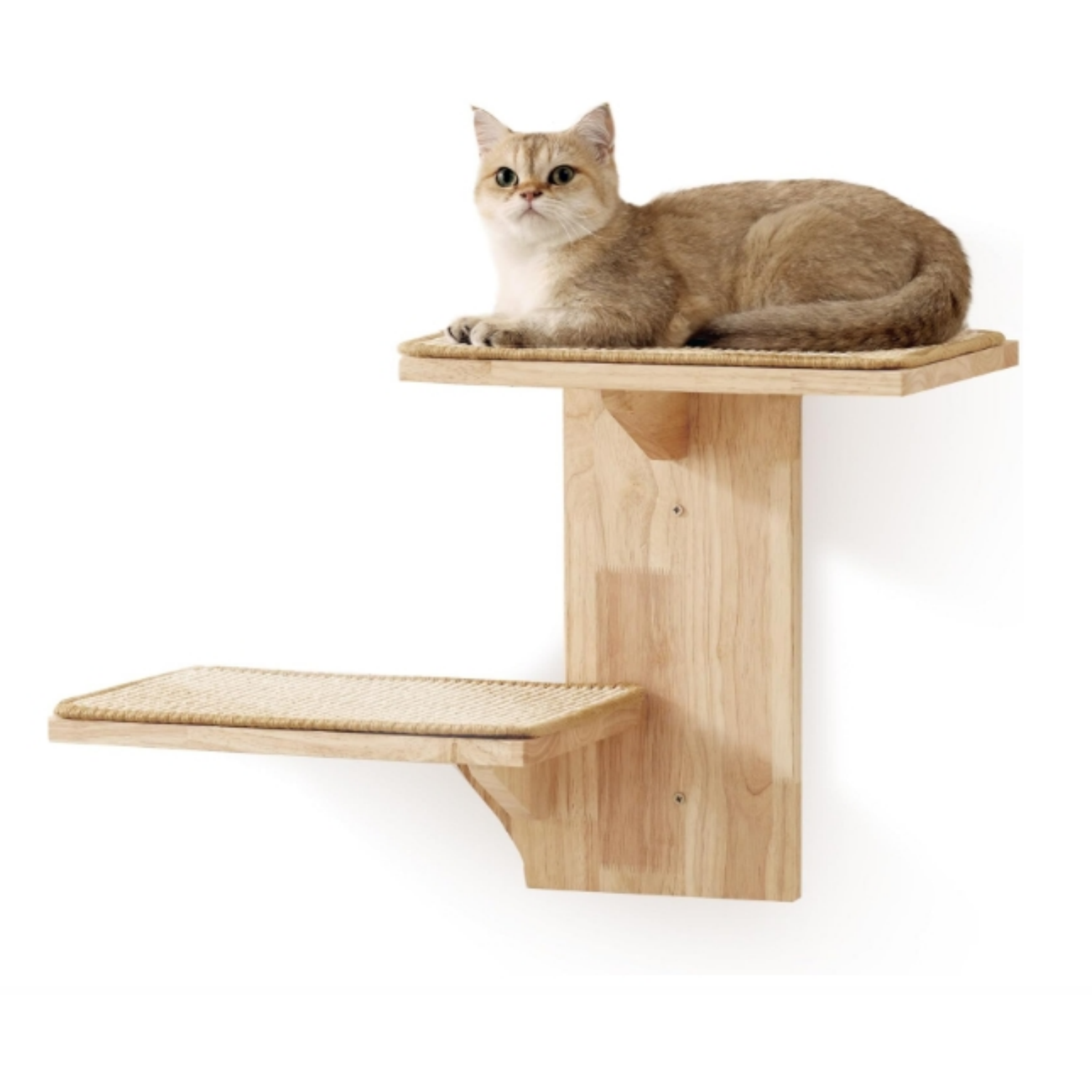 Cat Wall Shelves, 2 Platform Kitten Wall Furniture, Tree Shape Wall-Mounted Floating Shelf with Sisal Mat